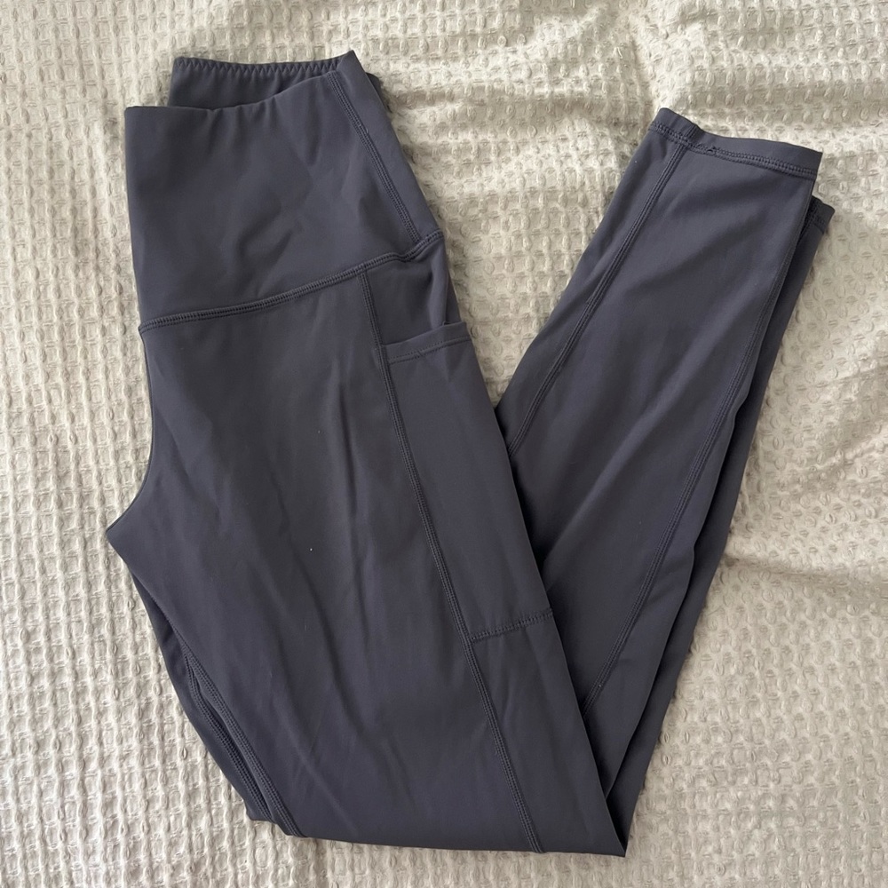 Grey High Waist Leggings with Pockets
